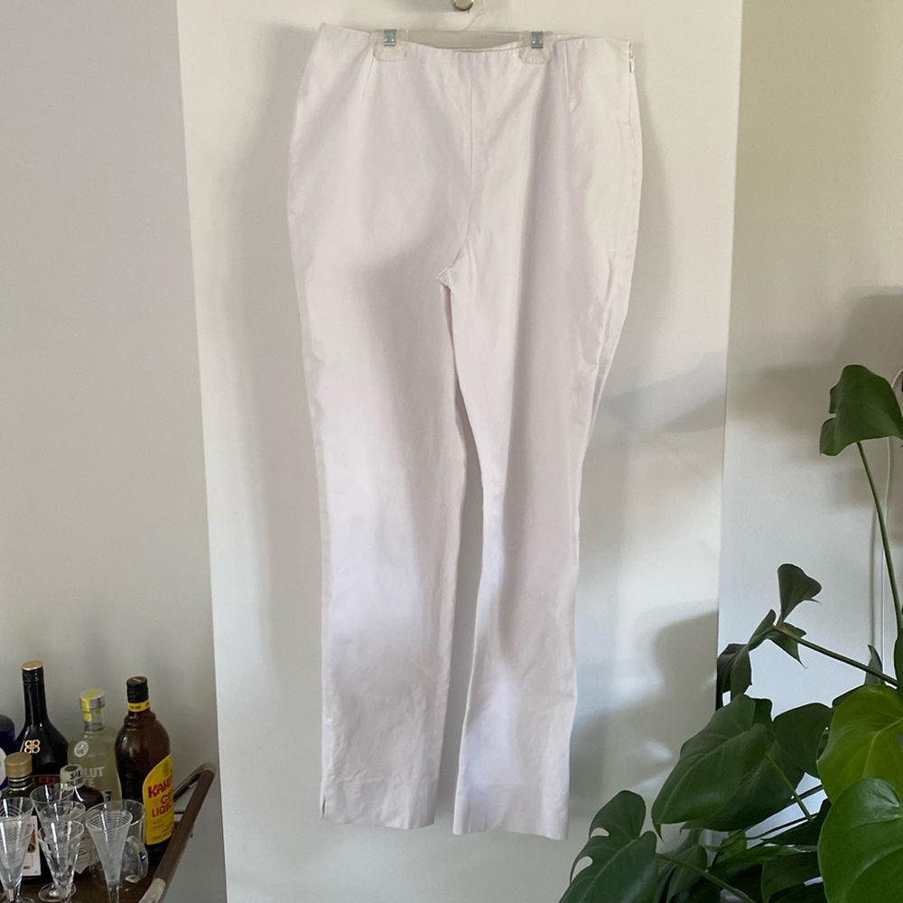 Lafayette 148 New York Chrystie Stretch Twill Pants slim trouser 2 white